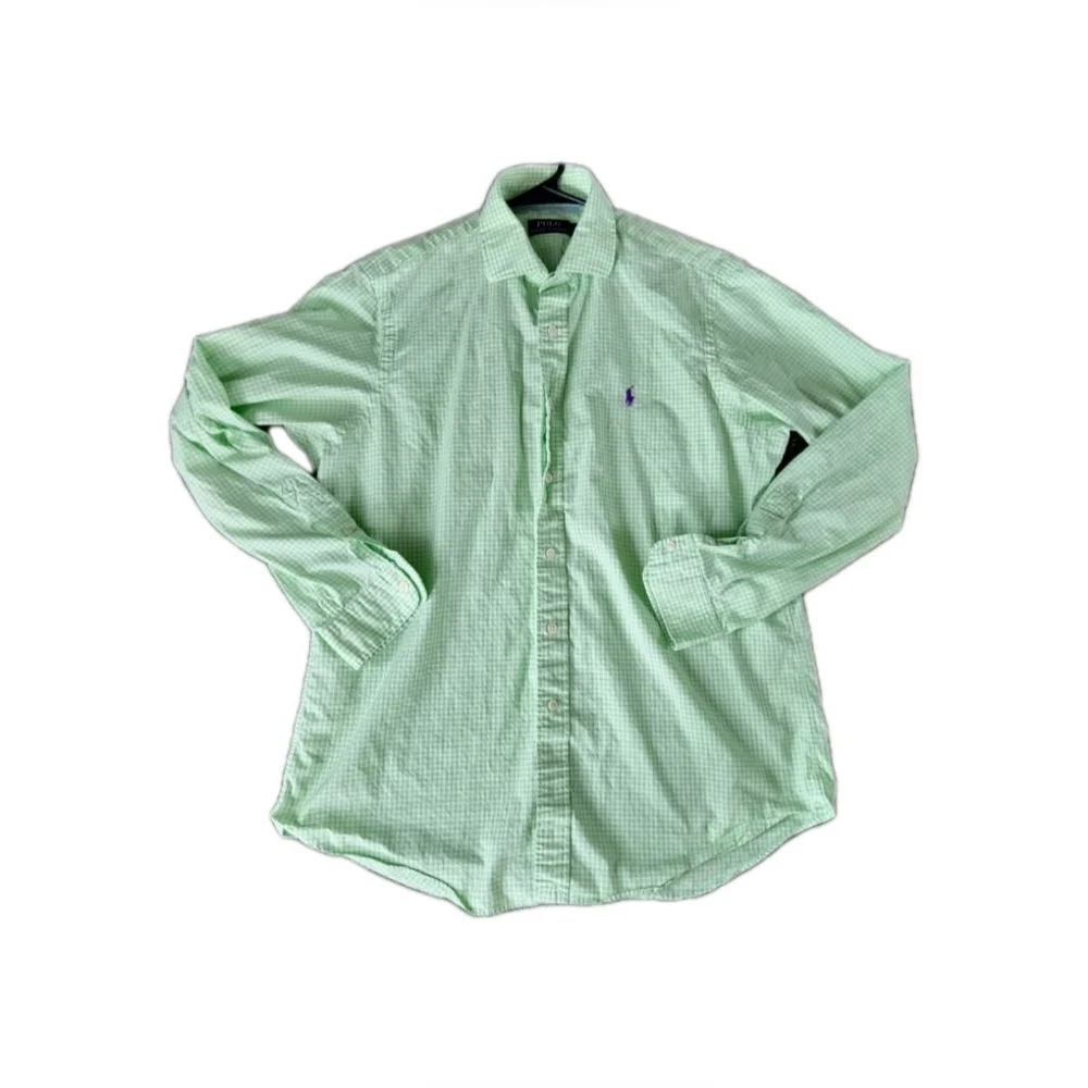 Polo Ralph Lauren Men’s Button‎ Up Plaid Long Sleeve Shirt SZ Large Green/White